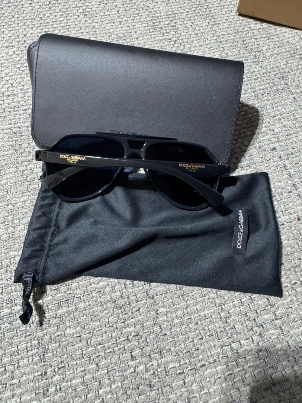 Dolce & Gabbana DG6128 Black Oversized Aviator Sunglasses w/ Case